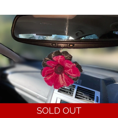 Felted Flower Car Air Freshener